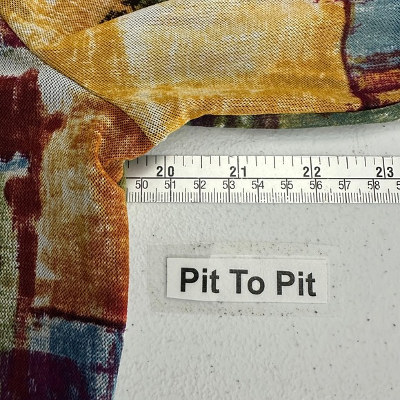 Chicos Women Sz 2 US L Abstract Art Print Top Painterly Modern Boho Colorblock - Picture 5 of 7